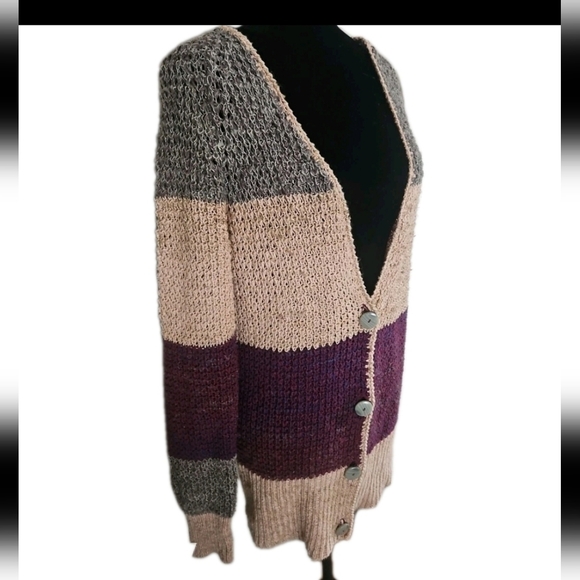 Free People Womens Color Blocked Lake Tahoe Knit Long Sleeve Cardigan M - Picture 3 of 11